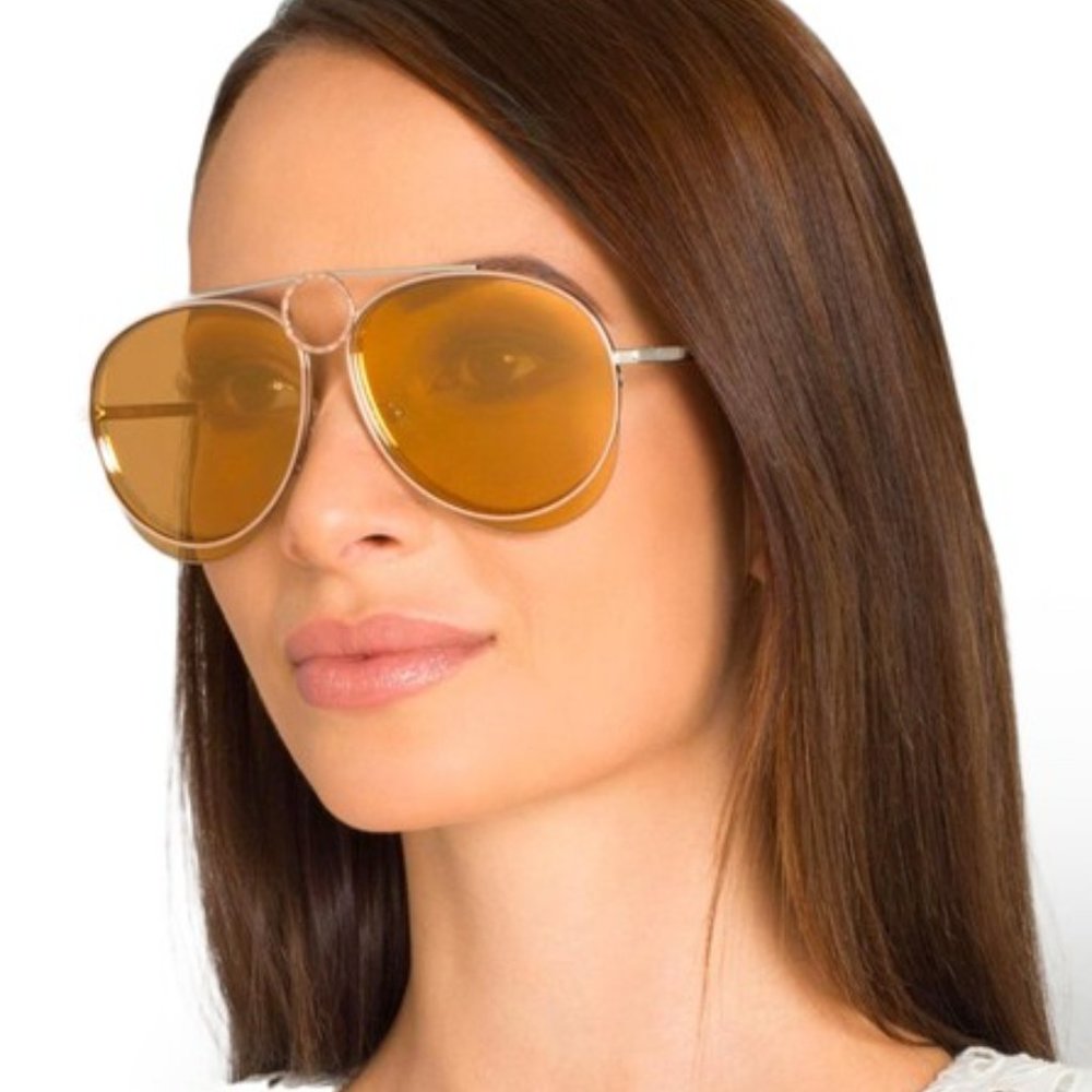 NEW Chloe Romie Large Aviator Sunglasses Copper
